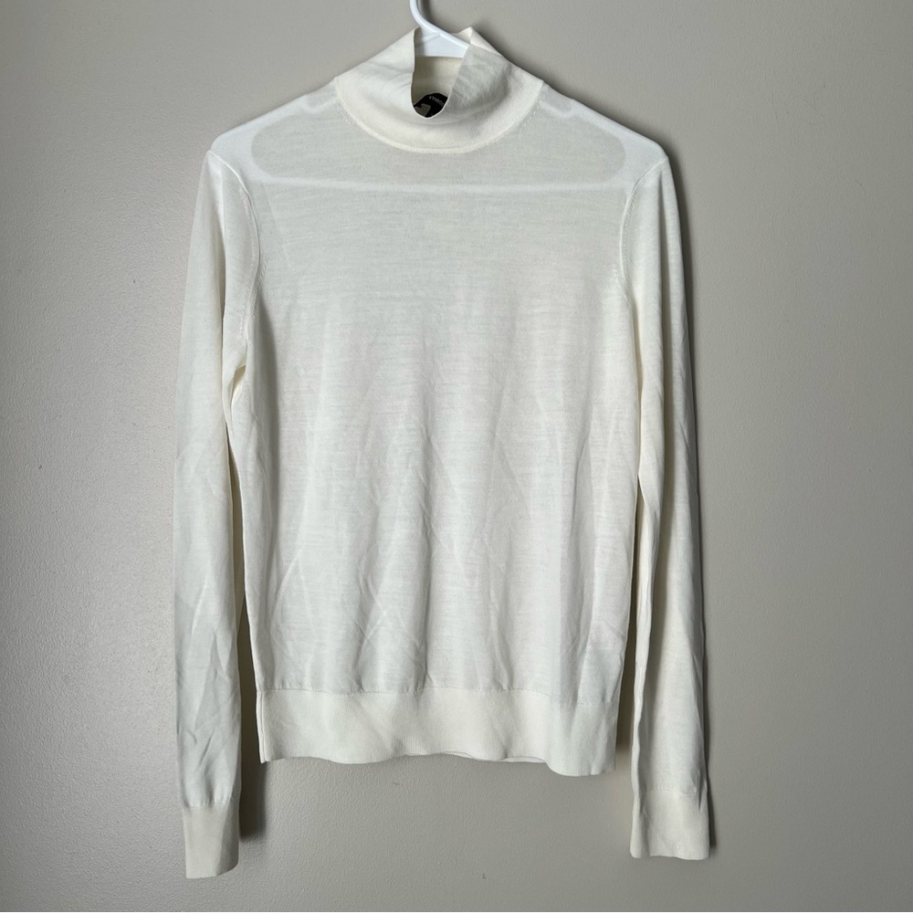 Theory Women’s Turtleneck Ivory Wool Blend Long Sleeve Sweater Size Medium